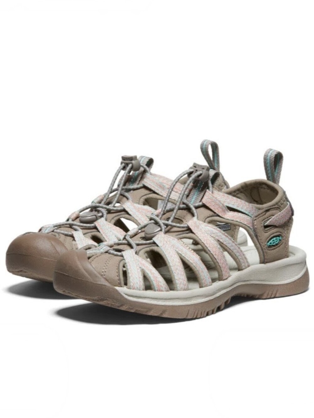 Keen Whisper Lightweight Water Resistant Trail Sandals Size 7.5 Taupe Coral EUC